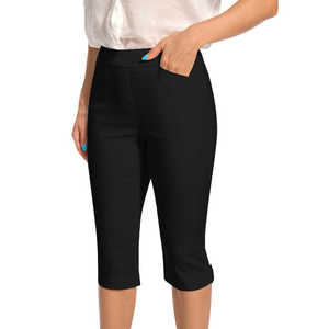 Pantalones Capri Casuales Superelásticos, Elegantes y Fáciles de Poner, con Silueta Recta, Tejido de Spandex/Poliéster - Product Image 5