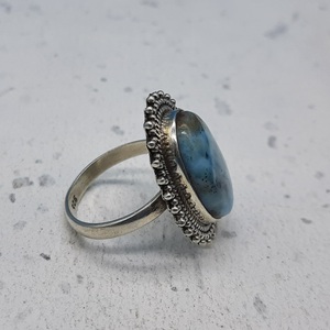 Bague en argent Sterling 925 faite à la main bohème Larimar pierre précieuse artisanale bague de créateur travail népalais bague de créateur tendance 2025 - Product Image 3