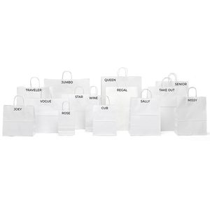 Sacs à provisions en papier kraft blanc uni promotionnels - Product Image 3