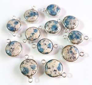 Alta calidad 925 plata esterlina 8mm Natural K2 jaspe cabujón bisel ajuste fino encanto conectores para collar Cristiano - Product Image 2