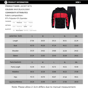 Ensemble jogging 2 pièces pour homme, sweat-shirt et pantalon de survêtement en coton 100% à blocs de couleur, manches longues, pull-over, séchage rapide pour l'hiver - Product Image 6