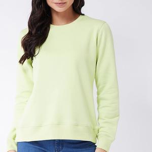 สเวตเตอร์คอกลมสำหรับผู้หญิงเสื้อสเวตเตอร์คอกลมสไตล์ใหม่เสื้อสเวตเตอร์ผ้าคอตตอนแฟชั่นสไตล์100% แบบเรียบ - Product Image 2