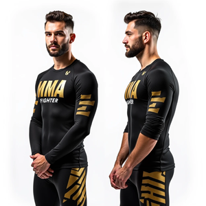 Personalizado sublimado HD impresión Anti-UV Rash Guards BJJ MMA Jiu-Jitsu entrenamiento duradero transpirable 100% poliéster - Product Image 3