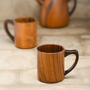 Handcrafted 250ml Premium Eco-Friendly Wooden Coffee <b>Mug</b> Natural Color Elegant and Unique with Double Wall Feature Set of 1 - Product Image 1