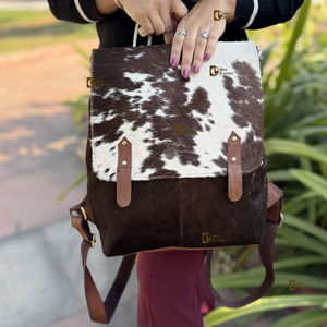 Cowhide Fur Leather Classic Hot Sale <b>Backpacks</b> Leather <b>Backpack</b> Handmade <b>Backpacks</b> Unisex Multi Uses <b>Stylish</b> - Product Image 1