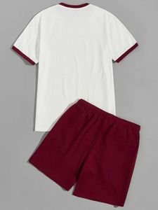 Derniers ensembles de chemises pour hommes Ensemble chemise et short décontractés d'été de haute qualité Tissu tricoté respirant à motif solide - Product Image 3
