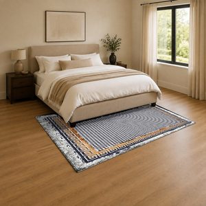 Tapis de salon en chenille gris argenté contemporain abstrait imprimé numériquement, lavable en machine, antidérapant, vente en gros RUGS DEPOT LXDP-1039 - Product Image 3