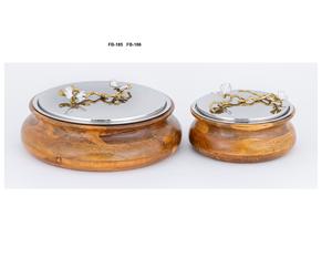 Serveur alimentaire moderne en bois et acier inoxydable d'une capacité de 3 litres avec poignée en laiton à motif floral HotCase et HotPot pour usage domestique - Product Image 6