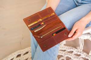 High Quality Minimalist <b>Women</b> Genuine Leather Anti-Theft Long Open Closure <b>Travel</b> <b>Wallet</b> Customizable LWM-0021 - Product Image 3