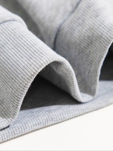 Sweat-shirt à capuche gris 100% coton tricoté coupe classique couleur unie pour l'automne, vêtement décontracté - Product Image 5