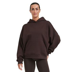 Sudadera con capucha para mujer, ropa de calle con parte delantera de invierno y logotipo personalizado, sudadera de talla grande y holgada con manga y hombros caídos para estampar - Product Image 1