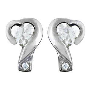 Pendientes de Botón en Forma de Corazón Plateados con Circonita Cúbica, Pendientes Largos con Corte de Pera, Modernos y Elegantes, Chapados en Oro Rosa para Mujer - Product Image 3