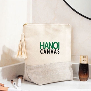 Vietnamese Manufacturer's Custom Printed Logo Zipper <b>Makeup</b> Bag Cotton Canvas <b>Case</b> Multifunctional Cosmetic Bag BSCI Dot - Product Image 4