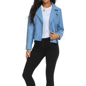 Veste en cuir et toile respirante tricotée sur mesure, couleur unie, pour femme, style streetwear, séchage rapide, col montant - Product Image 2