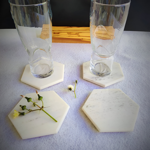 Premium Eco-Friendly Modern Home Decor Durable <b>Heat</b>-Resistant Scratch-Proof Marble <b>Coasters</b> Set of Stone Drink Protectors - Product Image 2