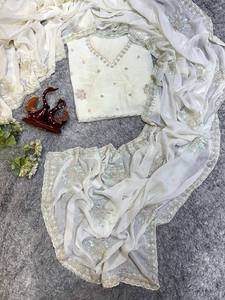 Sari de trabajo de secuencia de seda pura exclusiva de Boutique india para mujer, ropa de novia, Sari, ropa de fiesta de boda, Sari de moda étnica - Product Image 3