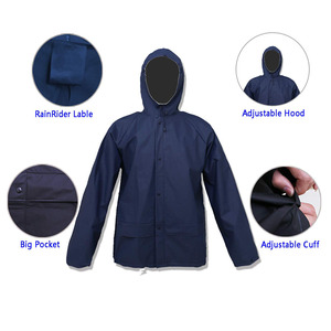 Vêtements d'extérieur en polyester respirant, impression personnalisée, veste de randonnée imperméable, combinaisons de pluie à capuche pour hommes - Product Image 3
