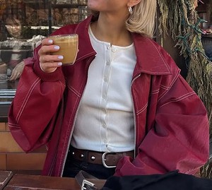 Vestes pour femmes de qualité supérieure, design tendance, vestes en cuir à fermeture éclair, couleur personnalisée, veste décontractée à la mode - Product Image 5