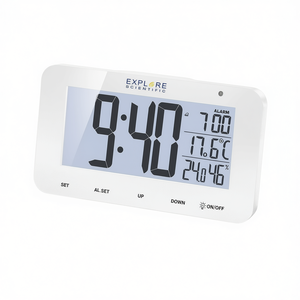 Reloj de Mesa Inteligente Blanco Explore Scientific RDC1004, Reloj Despertador Multifunción con Control por Radio - Product Image 2