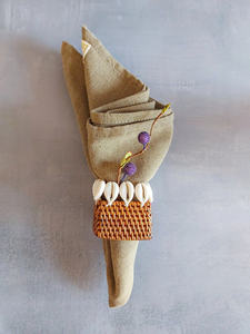 Servilleteros cuadrados de ratán Natural de estilo rústico con concha para la decoración de su Mesa hecha en Vietnam - Product Image 6