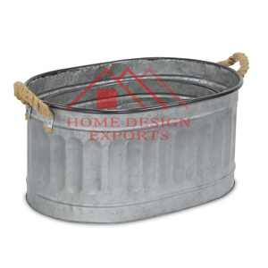 Cubo de metal galvanizado Cubo de almacenamiento Diseño vintage Venta caliente Hogar Hotel Uso Cubo de metal con mango de cuerda de yute - Product Image 6
