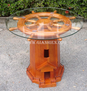 Gia Nhien Manufacturer Approve Custom Design <b>Low</b> SHIP WHEEL <b>TABLE</b> WITH CABINET _ WOODEN HANDICRAFT MODEL HIGH QUALITY - Product Image 2