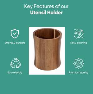 Porta Utensilios de Cocina de Bambú (Acacia Grande) - Porta Utensilios para Cocina - Product Image 5