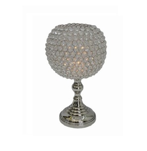 Portavelas alto de metal plateado con bola de flores de cristal para el hogar y la boda Decoración de mesa Soporte de vela elegante - Product Image 1