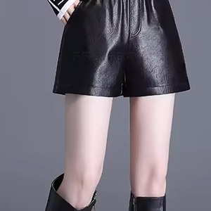 Loose Fit <b>Elastic</b> <b>Waist</b> Wholesale Women Leather <b>Shorts</b> Customized <b>Plus</b> <b>Size</b> Women Leather <b>Shorts</b> for Casual Use - Product Image 5