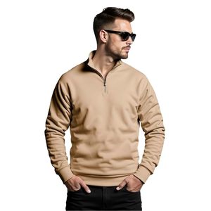 Sudadera de algodón 100% personalizada de calidad superior para hombre, diseño de media cremallera sólida de ajuste Regular - Product Image 1