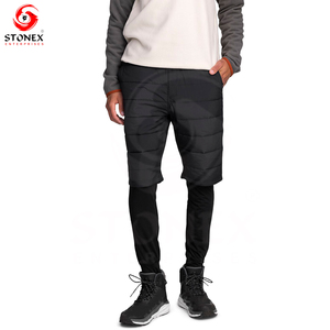 Pantalones cortos de cintura media con cordón alto para hombre OEM lavado ácido desteñido al sol con estampado abullonado patrón sólido-pantalones cortos con estampado desteñido al sol para hombre - Product Image 4