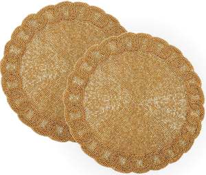 Handmade Eco-Friendly Vintage Solid Color <b>Round</b> Beaded <b>Placemat</b> for Wedding Home Use Durable AZ HANDICRAFTS - Product Image 3