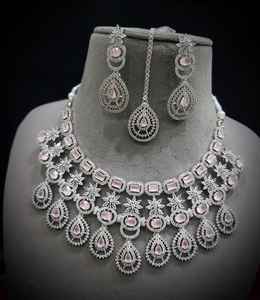Luxury AD Bridal Necklace Earrings <b>Set</b> <b>for</b> <b>Women</b> Wedding Party Traditional Fashion Jewellery Premium Quality <b>for</b> Wholesale - Product Image 1