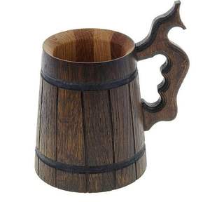 Best Quality Wooden Beer <b>Mug</b> Tankard Natural Wood Stein Antique Barrel Coffee Tea Cup Eco-Friendly Business Accessory - Product Image 2