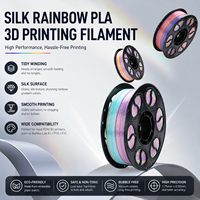 Filamen PLA Pelangi Sutra 1.75mm 1KG Gradasi Warna Permen, Bahan Cetak 3D untuk Printer 3D FDM Bambu Lab A1 P1S X1C