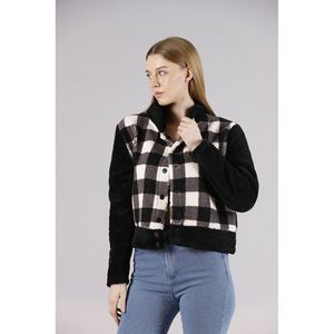 Veste en polaire à boutons-pression pour adultes - Motif écossais noir élégant, vêtement d'extérieur chaud pour commandes en gros - Product Image 2