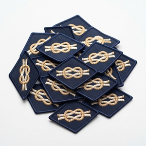 Wholesale Custom Patch Maker Oval Nautical Rope Infinity Knot Badge Beige Twill Cream Border <b>Iron</b> <b>On</b> Applique - Product Image 5