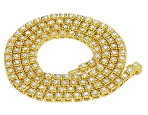 Cadena de tenis de moissanita chapada en oro, collar de joyería de hip hop helado para hombres y mujeres en plata de ley S925 para hombres y mujeres - Product Image 1