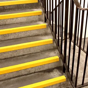 Outdoor All Weather Safety Yellow Gritted Anti Slip Pultruded Frp Fiberglass Stair Tread Cover