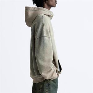 OEM, nouveauté, sweat à capuche ample couleur délavée, pull-over épais et surdimensionné en denim pour hommes, livraison DDP - Product Image 3