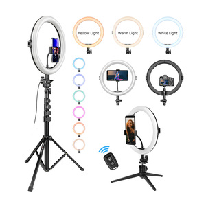 Anillo de luz de 18 pulgadas con trípode de piso y soporte de escritorio Luz circular LED con soporte para teléfono - Product Image 3