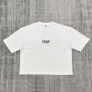 Fabricante personalizado para hombre Camiseta recortada hombro caído en blanco peso pesado 300gsm 100% algodón de gran tamaño Boxy recortada camiseta hombres - Product Image 6