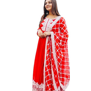 Vestido Anarkali de trabajo con Secuencia de bordado de imitación Georgette de último diseñador de Fab Zone - Product Image 1