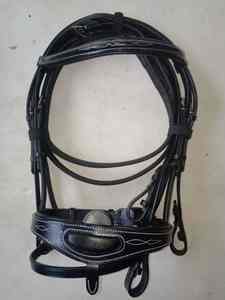 Bride de cheval en cuir faite à la main demi-muserolle durable licou équestre pour l'équitation et l'entraînement - Product Image 4