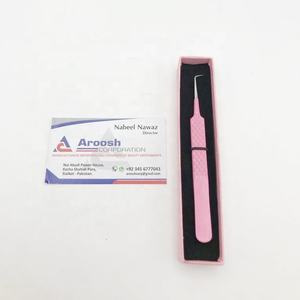 Pinzas para pestañas de 90 grados con recubrimiento de polvo rosa para bebé, venta al por mayor, pinzas profesionales para pestañas con agarre de diamante sólido de acero inoxidable - Product Image 2
