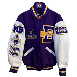 Chaqueta Varsity de Cuero Vacuno de Alta Calidad OEM, Parches de Diseño Personalizado, Bordado, Cuerpo de Lana, Chaqueta Varsity de Béisbol - Product Image 5