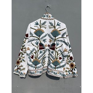 Unisex Luxury Cotton Suzani Floral Embroidery Winter Quilted Jacket Short <b>Coat</b> <b>Stand</b> Parties Boho Hippie Uzbek Style Autumn - Product Image 6