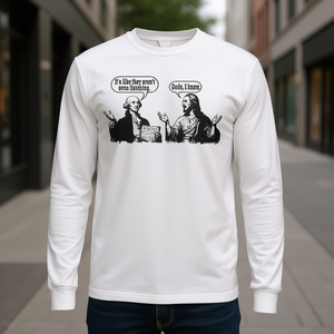 Maglietta a maniche lunghe con George Washington e Gesù per uso promozionale - Product Image 3