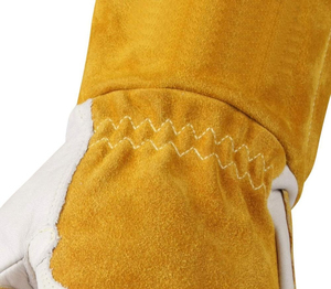Gants de travail en cuir de vachette fendu renforcé pour la protection des mains, gants de soudage robustes pour les travaux de jardinage en extérieur et les travaux à froid - Product Image 5