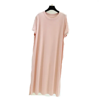 Robe décontractée pour la maison, grande taille, été, fine, col rond, robes pour femmes, manches courtes, ample, grande taille